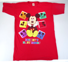 Vintage Mickey Mouse Mickey&#39;s Many Moods Mouse Disney Red T-Shirt One Size - £14.90 GBP