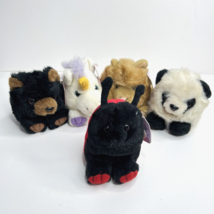 Unicorn Panda PUFFKINS Misc Assorted Plush Stuffed Toys Swibco Vntg 90s Lot of 5 - £15.01 GBP