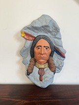 Native American Indian Warrior Sittre Ceramic Wall Decor Art Vintage 80s... - $29.65