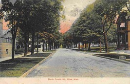 North Fourth Street Niles Michigan 1907 postcard - $7.43