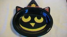 Witch or Black Cat Halloween Ceramic Plate from Spooky Hollow, 8.25&quot; - £18.28 GBP