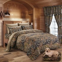 1 Pc King Brown Camo Comforter!! Natural Forest Camouflage Western 104&quot;x 94&quot; - £51.43 GBP