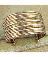 Mixed Metal Hammered Bunch Wide Cuff Bracelet - $24.75