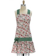 Kay Dee designs girlie apron paisley red green floral Christmas H1010 - $558.38 MXN