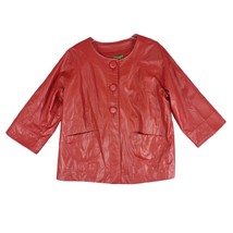 MOUNTAIN LAKE Women&#39;s 1X Faux Leather Red Pleather Blazer Jacket, 3-Butt... - £21.57 GBP