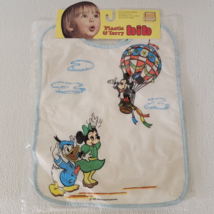 New Vintage 1972 Baby Bib Plastic &amp; Terry Disney Mickey Minnie Donald Glenco - $19.65