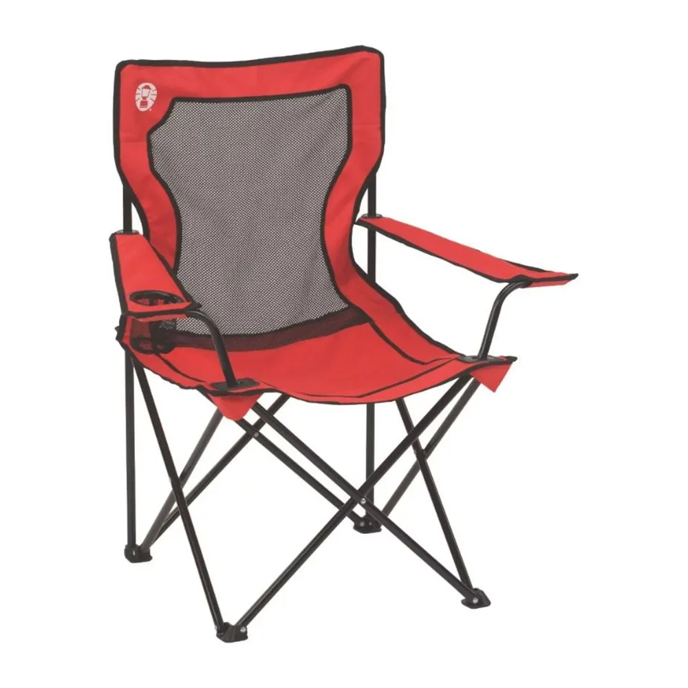 Broadband Mesh Quad Adult Camping Chair Red Supplies Travel Furnishings Hiking - £48.45 GBP