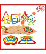 30-Piece Montessori Wooden Shape Sorting Puzzle for Toddlers 1-3  Old - $35.63