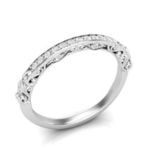 1/5 Ct Simulated Diamond Floral Scroll Anniversary Wedding Band Sterling Silver - £63.96 GBP