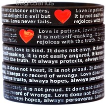 50 of I Corinthians 13 Religious Wristband - Love is patient, Love is ki... - £29.25 GBP