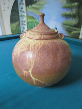 ROUND POTTERY STUDIO FISH BOWL WITH COVER DRIPPED DETAILS 9 1/2 X 9&quot; - £92.87 GBP