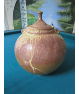 ROUND POTTERY STUDIO FISH BOWL WITH COVER DRIPPED DETAILS 9 1/2 X 9&quot; - £97.48 GBP