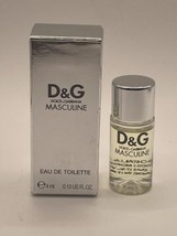 D&amp;G Masculine MINI By Dolce &amp; Gabbana 4ml/.13oz Men EDT Splash- NEW IN BOX - £55.55 GBP