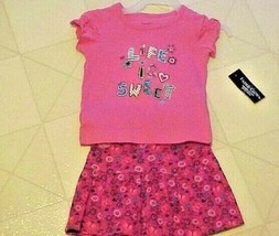 Life is Sweet Logo Toddler Girls Size 12 Month Pink Skirt &amp; Top New W/Tags - $9.85