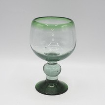 Hand Blown Emerald Green Margarita Glass Mexico Aztecas Design - £19.45 GBP