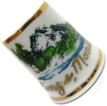 Billings Montana Hand Painted Porcelain Thimble Vintage Mountains Gold T... - £15.76 GBP