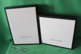 Gucci Designer 2 Empty White Gift Boxes With Tissue Paper And Branded Ri... - $44.54