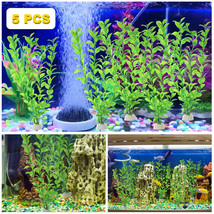 5 Pcs Artificial Fish Tank Plants Fake Plastic Water Grass Aquarium Plant Decor - £14.36 GBP