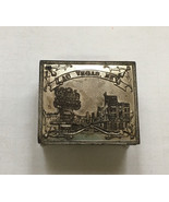 Vintage metal embossed Las Vegas NEV.  wood lined  trinket box golden nu... - £23.50 GBP