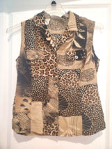 Kathy Che Women&#39;s Wildlife &amp; Nature Print Sleeveless Blouse Brown Size 8... - £18.33 GBP