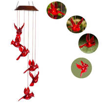 Outdoor Solar Flame Bird Wind Chime Lamp Colorful Decorative Chandelier - $38.70+