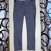 Joe Fresh Women&#39;s Blue Geometric Print Slim Fit Pant Career Casual EUC Size 4 - £11.56 GBP