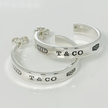 Tiffany T&amp;CO 1837 Large 1&quot; Concave Hoop Earrings in Sterling Silver - £367.95 GBP