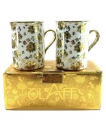 OlAff Porcelain Mug Set Gold Floral 4” Tall with Box - $47.90 CAD