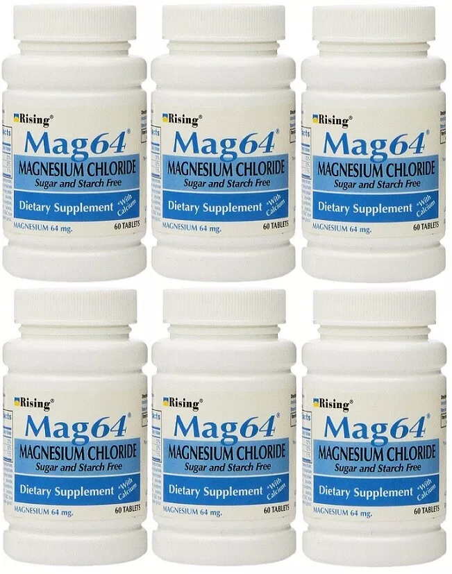 MAG 64 MAGNESIUM CHLORIDE WITH CALCIUM 60 TABLETS (6 Bottles = 360 Tablets) - $1,104.45 MXN