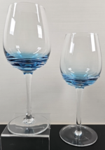 2 Mikasa Cobalt Swirl Blue White Wine Glasses Set Elegant Drinking Stemw... - $59.07