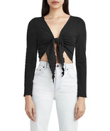 BCBGeneration Women&#39;s Knit Tie-Front Top in Black-Size XXS - $34.28 CAD