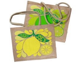 Trader Joes Lemon &amp; Lime Jute Reusable Shopping Bag  Eco-Friendly Tote... - $29.39