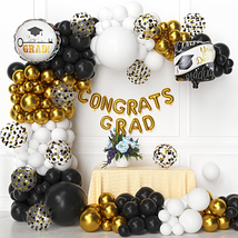 Graduation Balloon Garland Arch Kit Black White Gold Balloons for College High S - £16.91 GBP