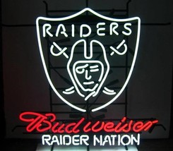 New Budweiser Oakland Raiders Nation NFL Beer Neon Light Sign 24&quot;x20&quot; - £199.58 GBP