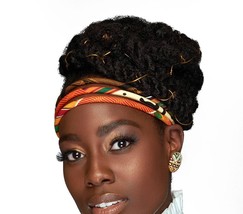 Kente 3 Strand Headband Orange Kente Headband African Hair Band Bohemian Headwra - £31.96 GBP