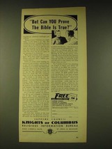 1960 Knights of Columbus Ad - But can you prove the bible is true? - £14.53 GBP