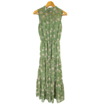 LUSH Maxi Dress Womens size Small Hi Neck Lined Sheer Tiered Skirt Green... - £32.32 GBP