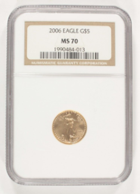 2006 1/10 ML G $5 Or American Eagle Classé Par NGC Comme MS70 - £290.82 GBP