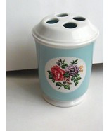 Martha Stewart Everyday Toothbrush Holder  Floral on Blue and White - $12.21 CAD