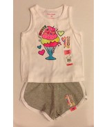 NEW Girls Garanimals White Ice Cream Tank Top12M Gray Knit Shorts18M Set... - $9.89