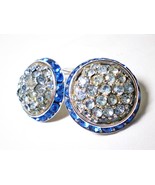 Vintage Signed CORO Blue Pave Crystal Rhinestone Statement Clip-On Earrings - $10.00