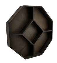 Zeckos Dark Brown Wooden Geometric Hexagon Crystal Display Shelf - £39.65 GBP