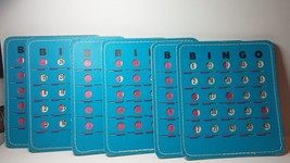 Set of 6 Vintage Bingo Cards - Finger Tip Slide Design - Classic Blue - £8.60 GBP