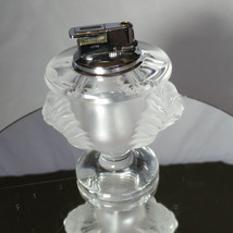 Lalique Crystal Tete De Lion Cigarette Lighter and Match Holder Set - £353.98 GBP