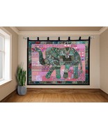 Vintage Large Curtain Elephant Wall Hanging Cotton Embroidery Patchwork ... - $337.98 CAD