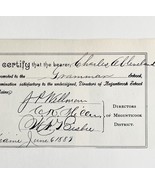 1970 Maine Charles Cleveland Teaching Certificate 1889 Print Vintage Eph... - $27.22 CAD