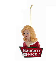 Kurt Adler Resin Naughty Or Nice Ladies &quot;Naughty Or Nice!&quot; Christmas Ornament - £9.49 GBP