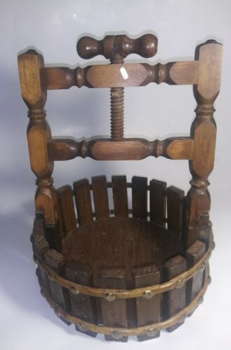 Primary image for Vintage Wood Nut Cracker Wishing Well Bowl Screw Top Maple Brown Bowl