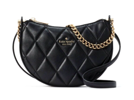 New Kate Spade Carey Zip Top Crossbody Quilted Smooth Leather Black - £112.51 GBP