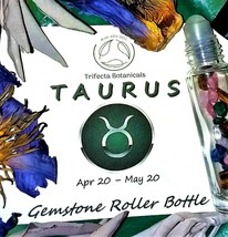 TAURUS Zodiac Roller Bottle Crystal Set for Essential Oil Astrology Wicca Gift - £8.19 GBP